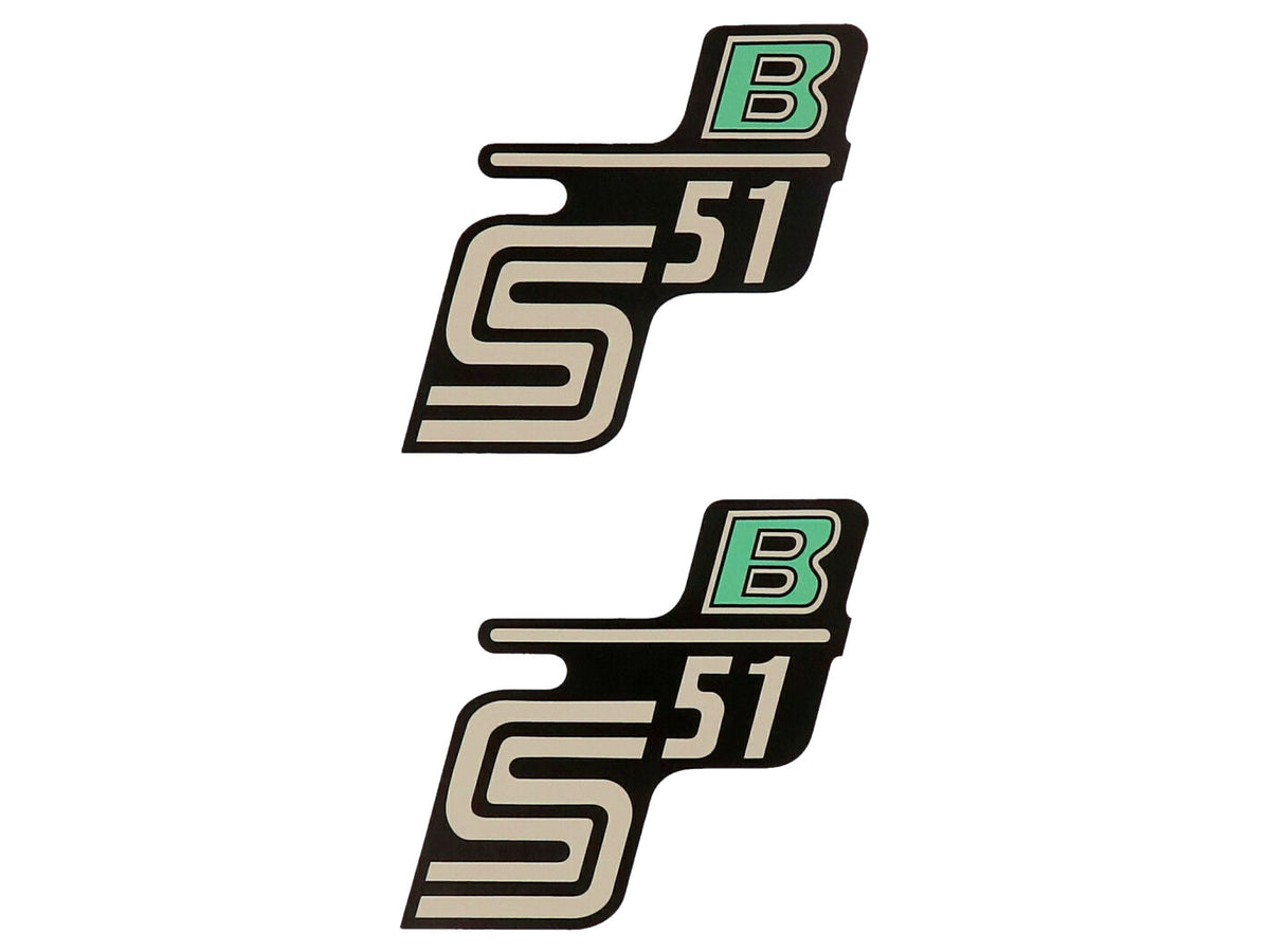 Logo foil / autocollant S51 B noir-vert clair 2 piÃ¨ces pour Simson S51
