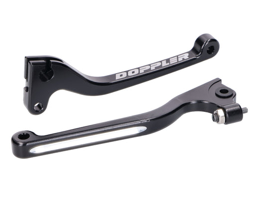 Leviers de frein et dÂ´embrayage Doppler CNC noir pour Derbi Senda, Gilera RCR, SMT -2010