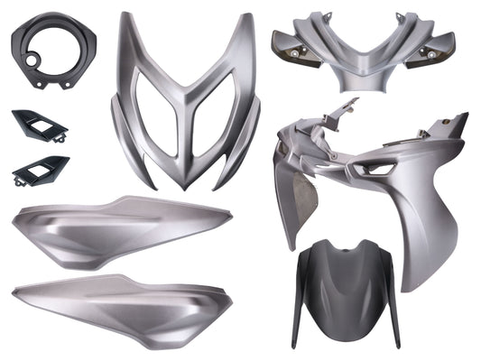 Kit carénages noir / gris, mat 9-pièces pour Yamaha Aerox, MBK Nitro 50ccm 2013-