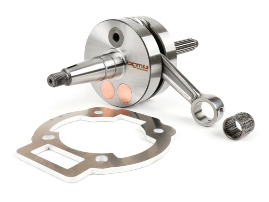 Vilebrequin à course longue BGM Evolution 2 course 55mm, bielle 110mm, masses D=90mm, inclus cale 5mm pour Piaggio Maxi 2 temps, Aprilia SR125, Gilera Runner 125FX, 180FXR, Italjet Dragster 125-180, Piaggio SKR125, SKR150, TPH125, Skipper125, Skipper150,