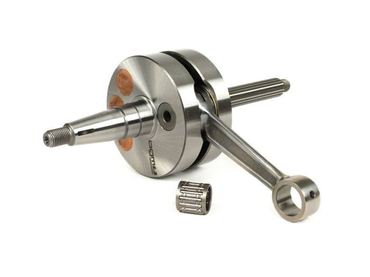 Vilebrequin BGM Evolution course 52mm, bielle 105mm, joues D=90mm pour Piaggio Maxi 2 temps, Aprilia SR125, Gilera Runner 125FX, 180FXR, Italjet Dragster 125 / 180, Piaggio SKR, TPH, Skipper, Hexagon 125 / 150 / 180ccm