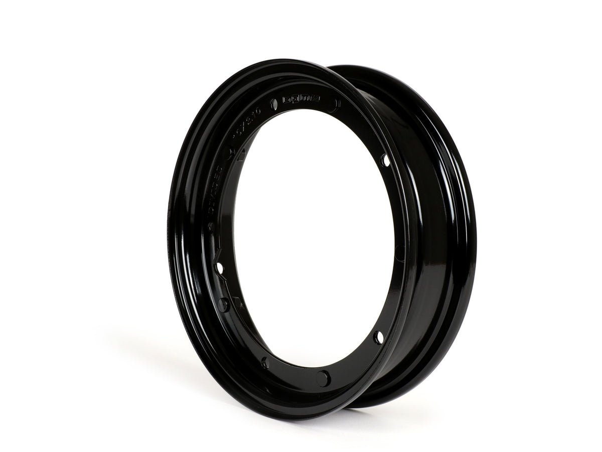 Jante BGM Original 2.10-10 pouces acier V2.0, Deluxe Noir pour Vespa Smallframe V50, 50N, Special, PV, ET3, PK50-125, Largeframe PX, T5, Sprint, Rally, LML Star
