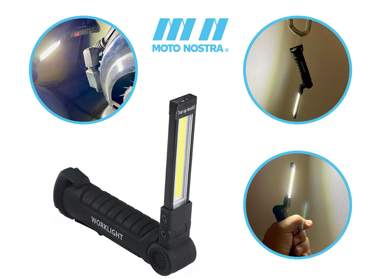 Lampe de poche - Lampe d`inspection -MOTO NOSTRA cob LED avec base magnétique, 250lm- 112x36mm, incl. câble de chargement Micro USB