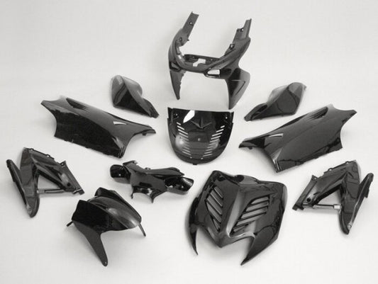 Kit dÂ´habillage 11 pièces noir métallisé pour Yamaha Aerox, MBK Nitro 50ccm, 100ccm 2T