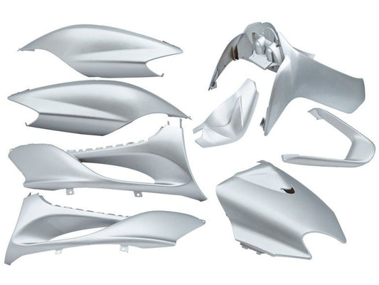 Kit dÂ´habillage EDGE 9 pièces argent métallisé pour MBK Mach G, Yamaha Jog R, Jog RR 50ccm 2T