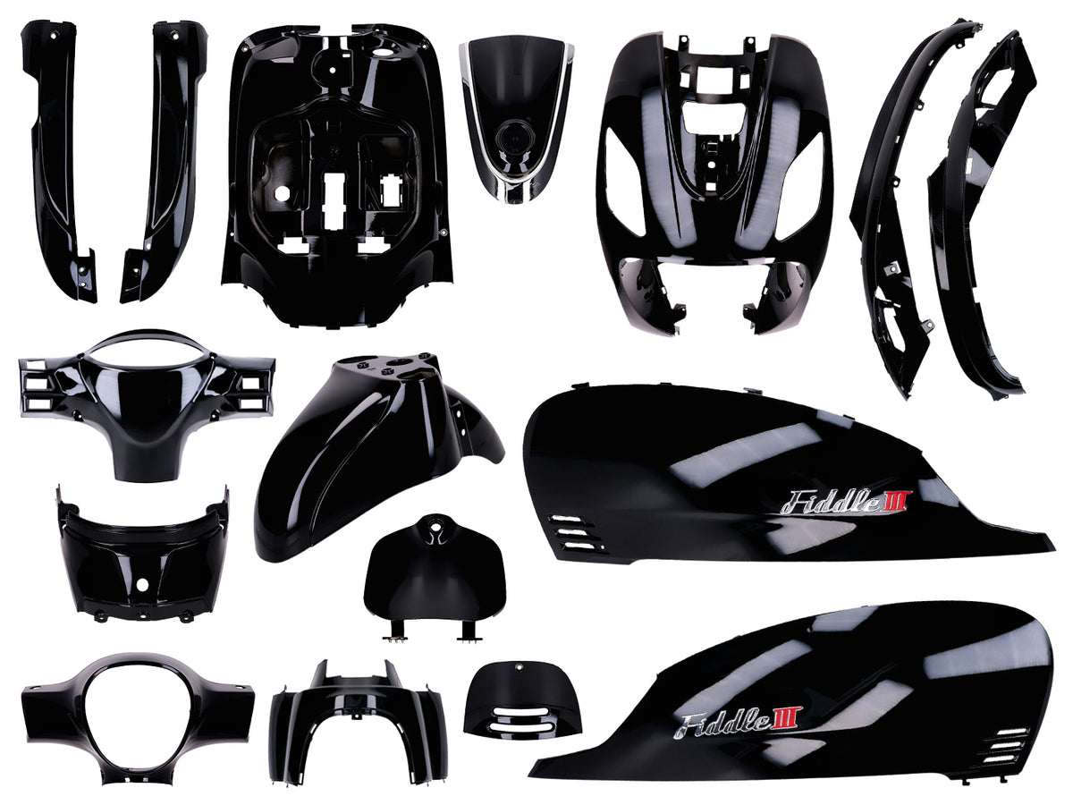 Kit dÂ´habillage noir avec apprêt 16 pièces pour SYM Fiddle 3 BJ. 2014-2020