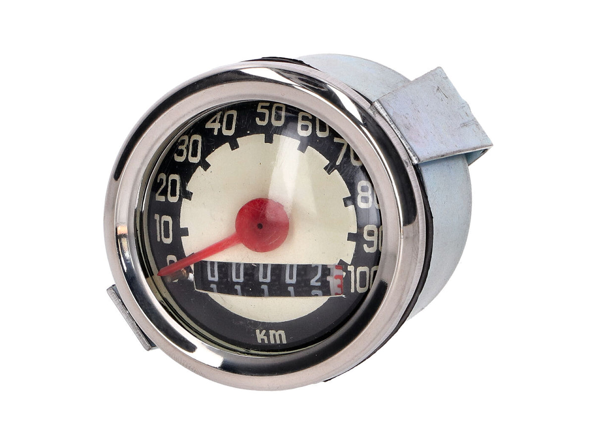 Tachymètre universel 100km/h 48mm blanc pour Puch, Zündapp, Hercules Simson
