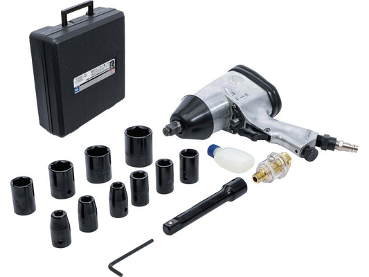 Clé à chocs pneumatique avec jeu dÂ´outils 12,5mm (1/2") 312 Nm 16 pièces