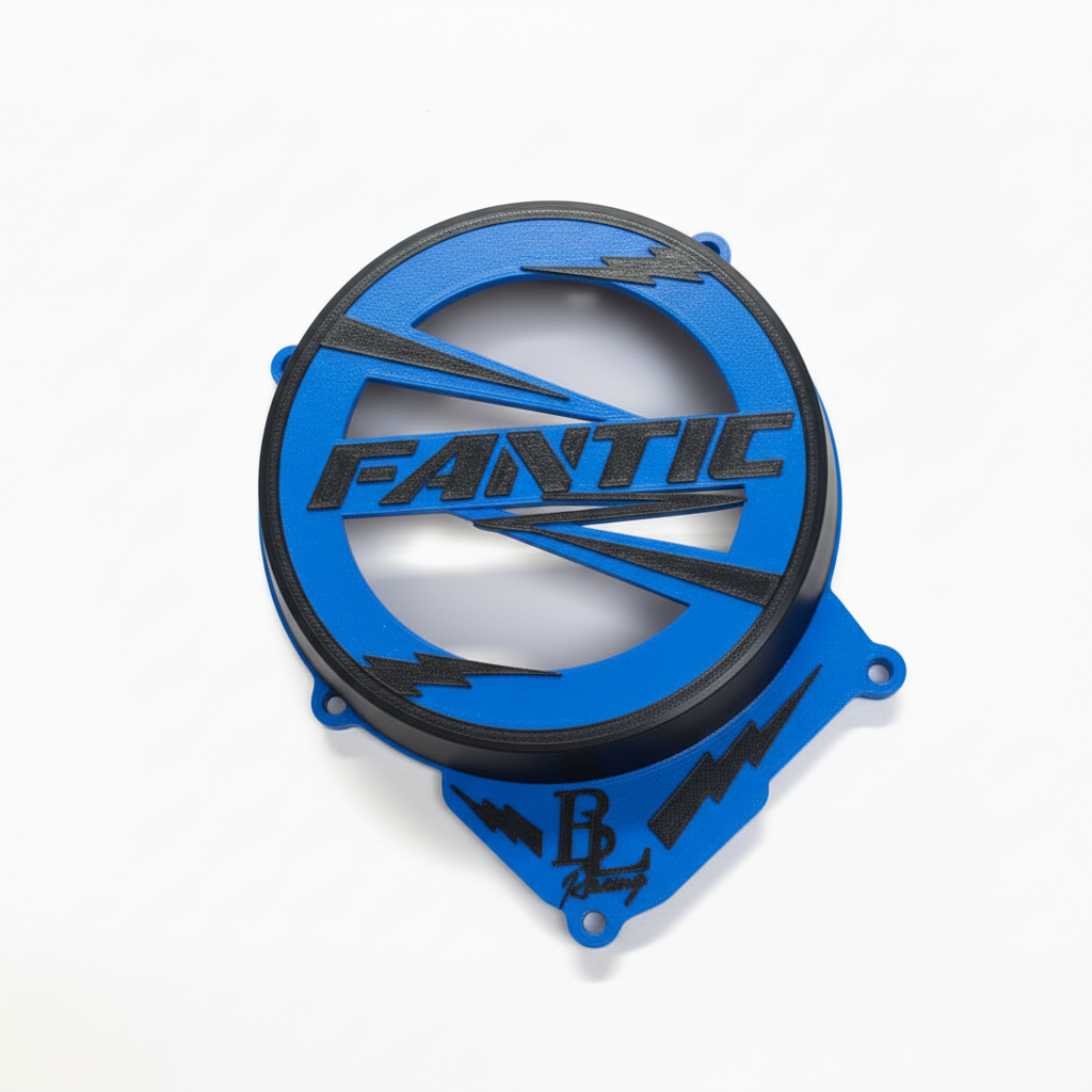 Cache moteur Fantic bleu et noir - style FANTIC
