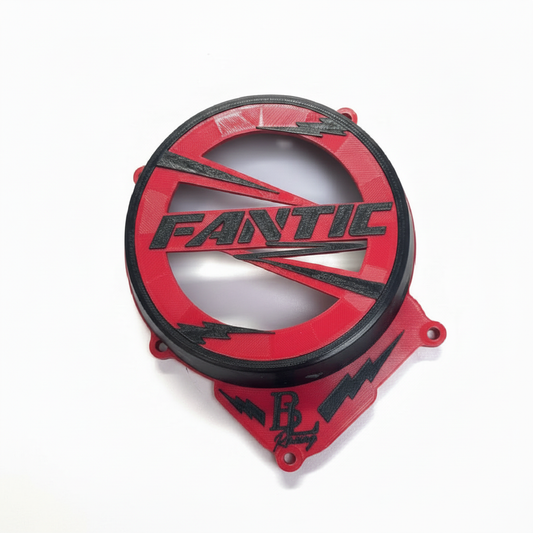 Cache moteur Fantic rouge et noir - vue complète