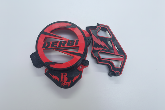 Derbi Racing - Badge et pièce en rouge et noir