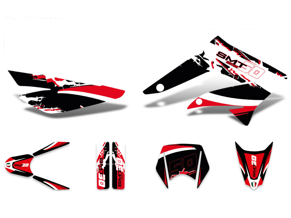 Kit déco autocollants noir-blanc-rouge brillant pour Gilera SMT 11-17