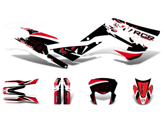 Kit déco autocollants noir-blanc-rouge brillant pour Derbi Senda 50 2018-