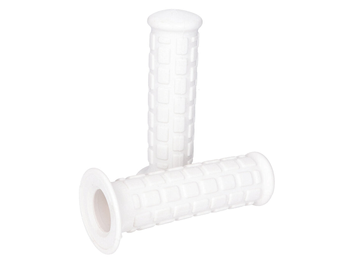 Poignées motif bloc court blanc pour cyclomoteur automatique (22, 24mm)