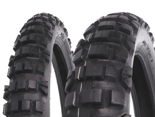 Jeu de pneus Vee Rubber VRM-122 80/90-21 & 110/80-18 TT Enduro pour Derbi Senda R, Aprilia RX, Beta RR