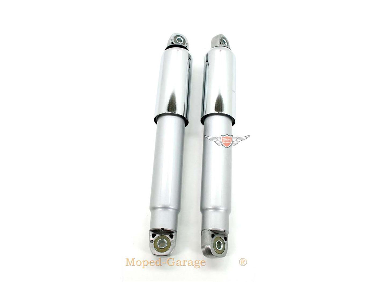 Jambes de suspension argent douilles chromées 310mm 8mm douilles de fixation pour Zündapp GTS, C 50 Sport, KS type 517, R 50, Hercules, Kreidler, Puch vélomoteur, cyclomoteur