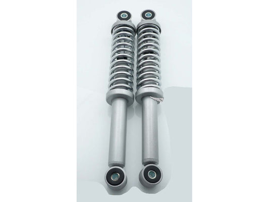 Jeu dÂ´amortisseurs gris 290mm 8mm douilles 6mm ressort pour Puch MV, MS, VS, VZ, M, Zündapp Bergsteiger M 25, 50 Type 434, Hercules, Puch, Miele, DKW, KTM, Rixe, Kreidler