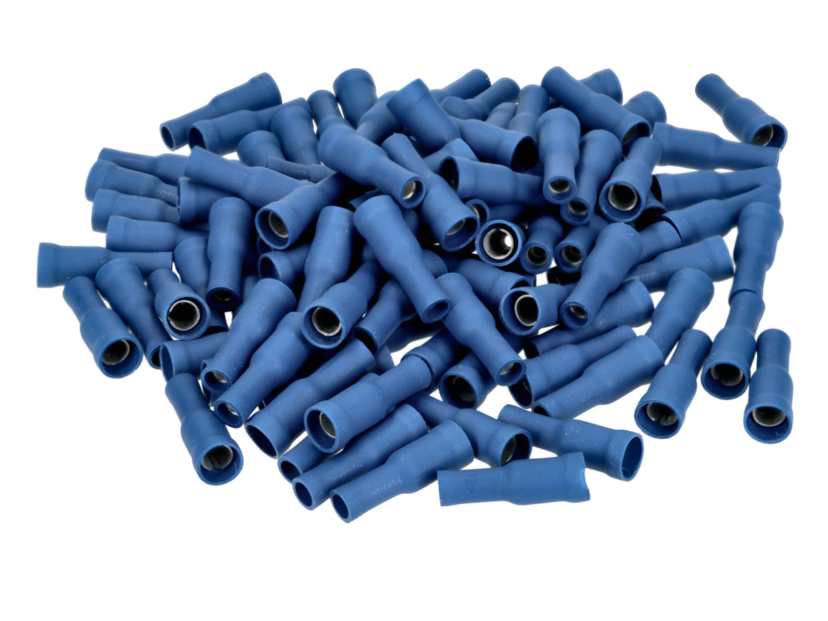 Cosses de câble femelle connecteur rond plastique bleu - 100 pièces