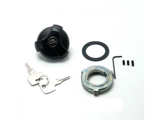 Kit de transformation bouchon de réservoir verrouillable noir avec 2 clés et support pour Piaggio, Vespa, Ciao, Bravo, Si