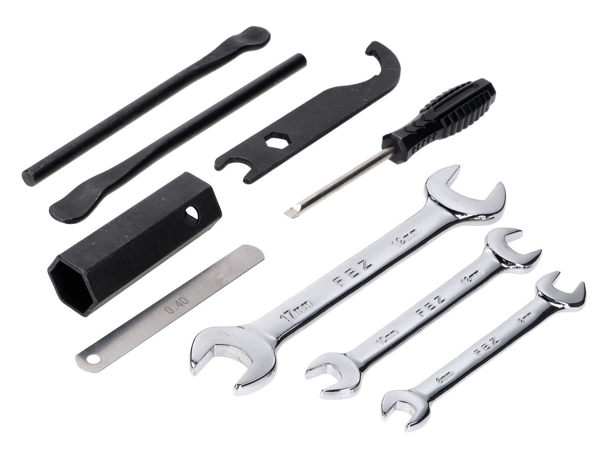 Outillage de bord jeu de 2 démonte-pneus 0,40mm Jauge dÂ´épaisseur Clé à fourche 8/9mm 10/13mm 17/19mm pour Zündapp, Kreidler, Hercules Prima M MK K KX, Simson, Puch Puch, Miele, DKW, KTM, Rixe, Sachs, Piaggio Ciao