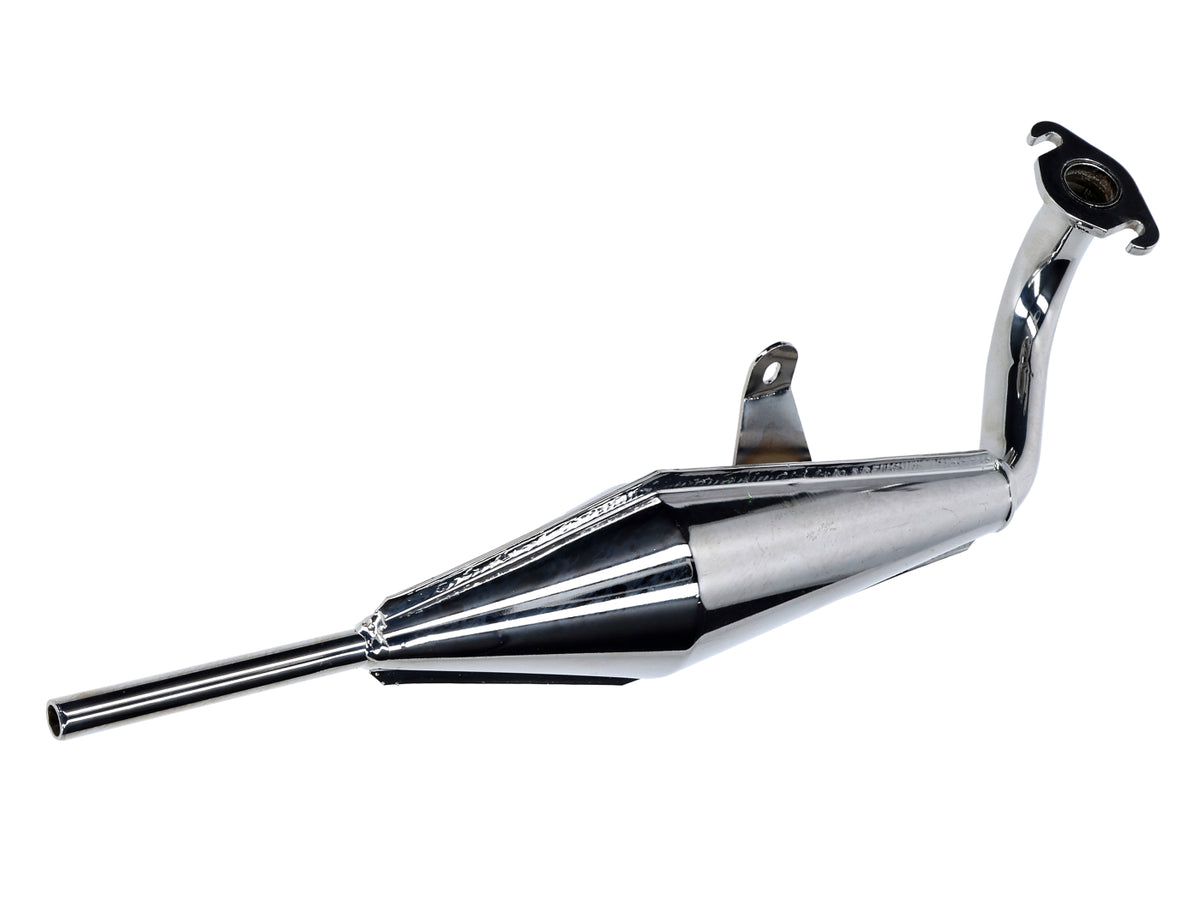 Echappement 25mm 390mm 65mm chrome pour Peugeot 103, 104, 105, SP, MVL