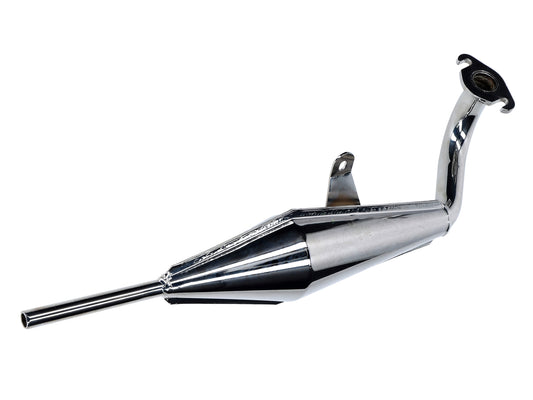 Echappement 25mm 390mm 65mm chrome pour Peugeot 103, 104, 105, SP, MVL