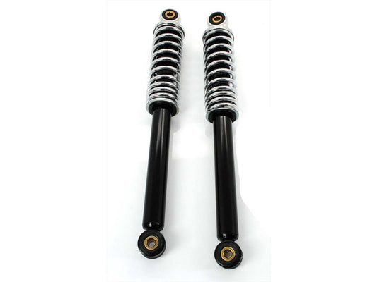 Jeu dÂ´amortisseurs 330mm 8mm noir chrome pour Zündapp ZD, ZR, ZA, A, X, ZS, Hercules Prima, DKW, KTM, Rixe
