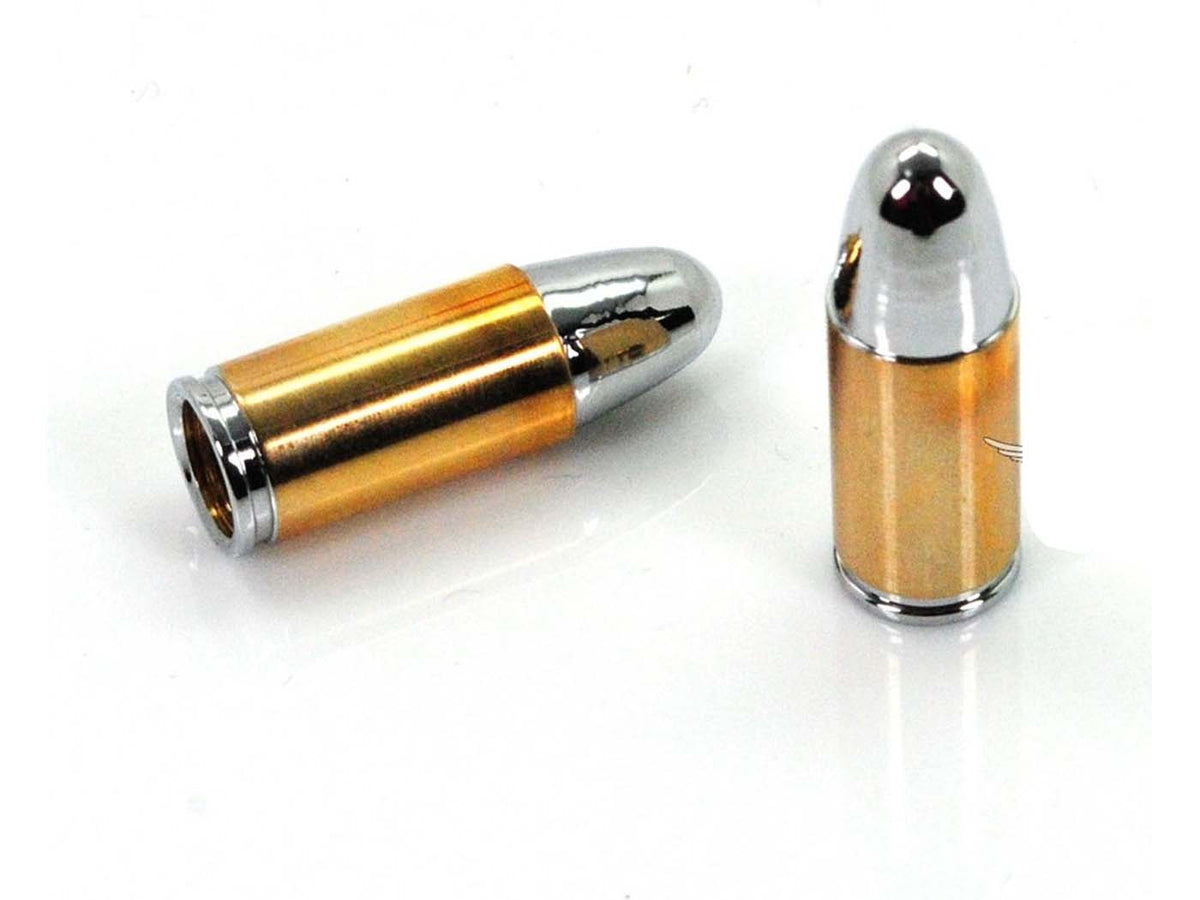 Bouchons de valve Drag Specialties aluminium Bullet chrome/or pour Zündapp, Kreidler, Hercules, Puch, Miele, KTM, DKW