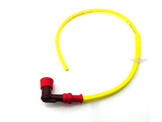 Cosse de bougie NGK 90 degrés rouge 5k Ohm Avec câble silicone 50 cm pour Zündapp, Kreidler, Hercules, Puch, KTM, Yamaha, Honda, Kawasaki, Suzuki