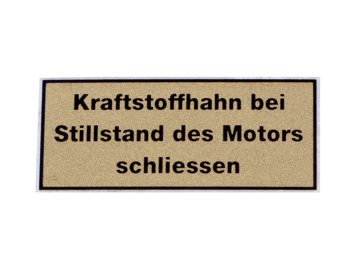 Autocollant MOGA fermeture du robinet de carburant 35x16mm pour Zündapp, Kreidler, Hercules, Sachs, Puch, KTM, DKW