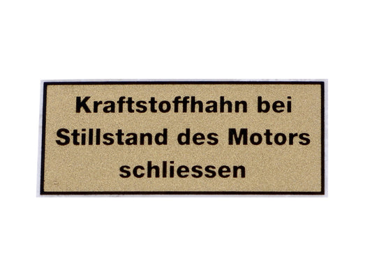 Autocollant MOGA fermeture du robinet de carburant 35x16mm pour Zündapp, Kreidler, Hercules, Sachs, Puch, KTM, DKW