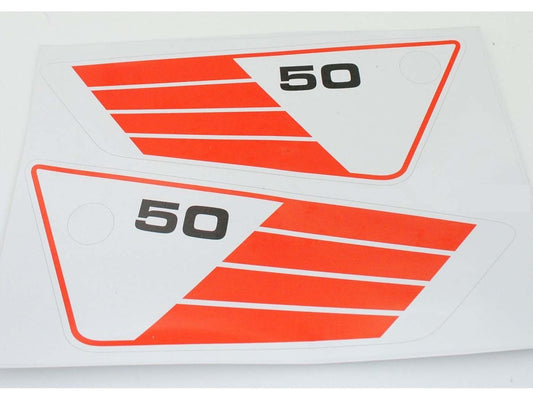 Jeu dÂ´autocollants couvercle latéral 50 rouge blanc pour Yamaha FS1 3E9 3E8, RD 50
