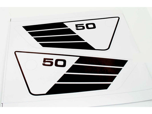 Jeu dÂ´autocollants couvercle latéral 50 blanc noir pour Yamaha FS1 3E9, RD 50