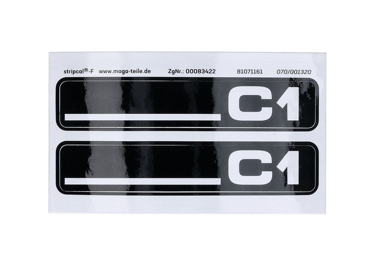 Jeu dÂ´autocollants MOGA en 2 parties 105x21mm marchepied, couvercle latéral pour Hercules C1 City Bike