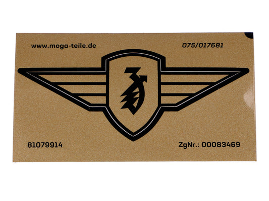 Autocollant garde-boue aile logo pour Zündapp Bergsteiger, Automatic Mofa 442, 444, R 50 Combinette, CS, CX, Hai, GTS, KS