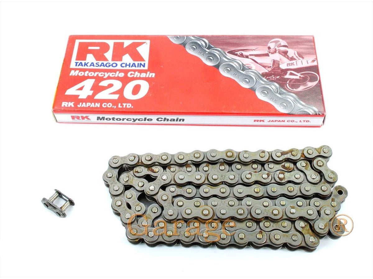 Chaîne acier 420 114 maillons pour Kawasaki AE 80, AR Suzuki TS 50