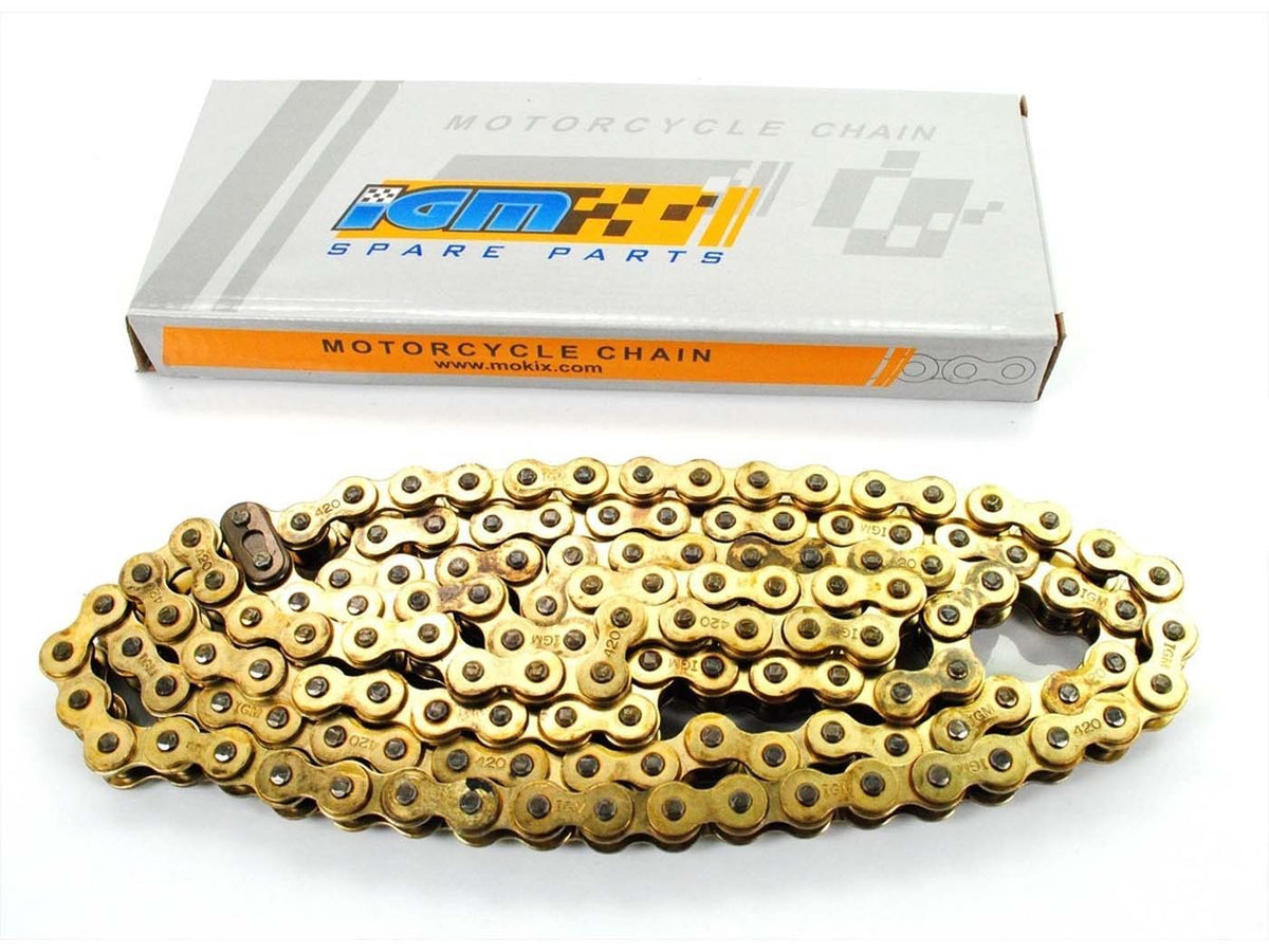 Chaîne Gold 124 maillons 1/2 x 1/4 7,75 pour Kreidler Florett RS, Zündapp KS, SX, K 80, Yamaha DT 50 M, Honda MB, MT, MBX, MTX 50, 80