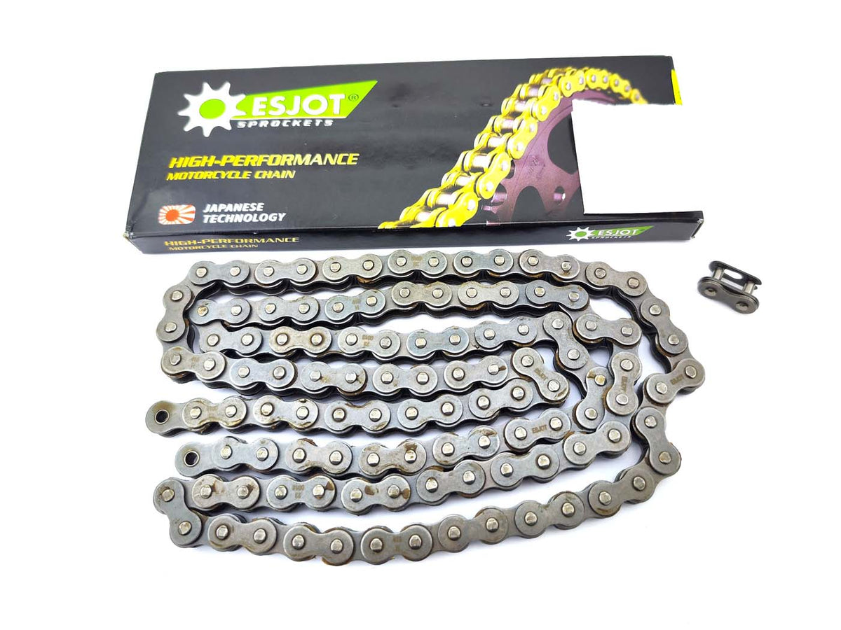 Chaîne Esjot acier 1/2 x 1/4 102 maillons pour Kreidler Florett RS, RSH, RSB, RSHB, RSL, RSHL, RMC TS, GT Super, Goebel GS 15 Super
