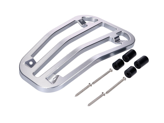 Top Case support / porte-bagages passage Moto Nostra, argent, CNC pour Vespa Primavera 50-150ccm, Sprint 50-150ccm