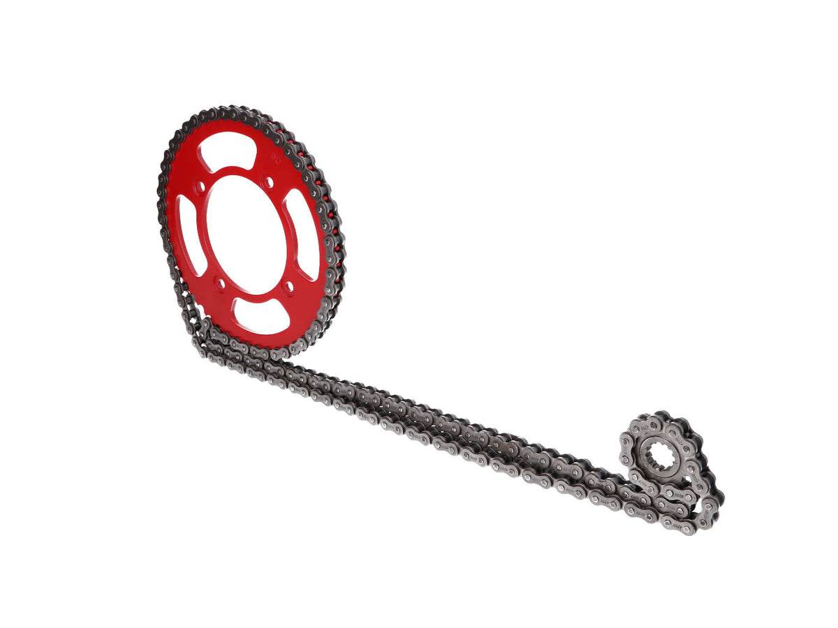 Kit chaîne 11/50 dents rouge pour Beta RR 50 Motard 05-