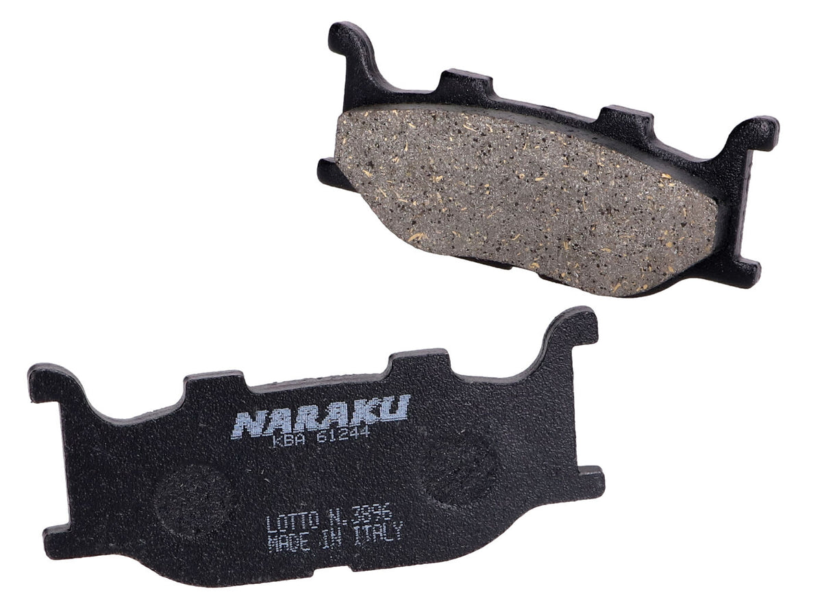 Plaquettes de frein Naraku organique pour Italjet Jupiter, Yamaha Majesty, MBK Skyliner