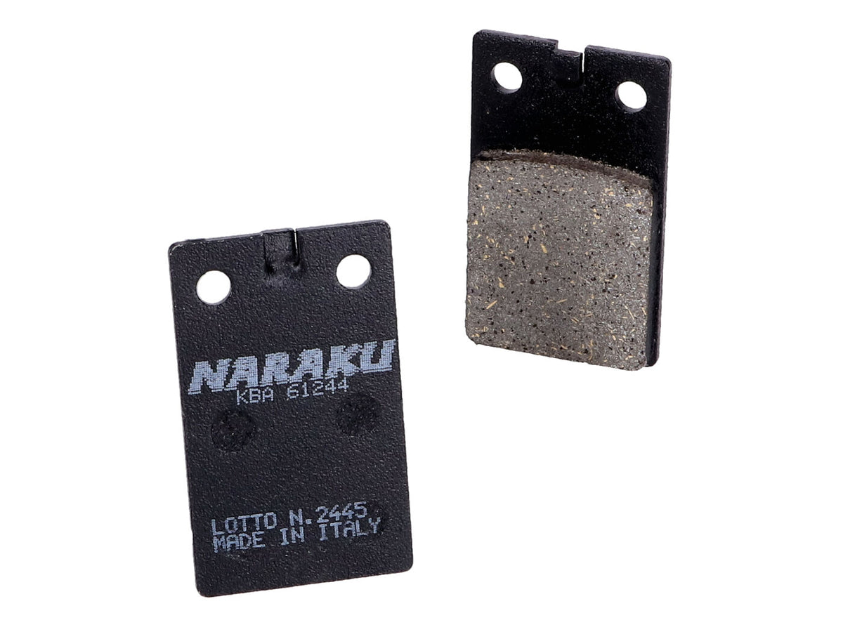 Plaquettes de frein Naraku organiques pour Malaguti F12 Phantom, Crosser, Simson S51 (avec frein à disque avant), S53, S83