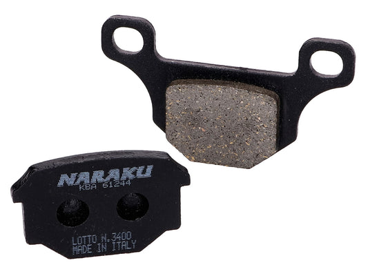 Plaquettes de frein Naraku organique pour Aprilia RS4, Derbi GPR, Motorhispania RX, Pegasus R50X, Rieju MRT