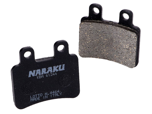 Plaquettes de frein Naraku organique pour Beta RR, Derbi Senda, Italjet Jet Set, MBK X-Limit, Peugeot Elystar, Rieju RS2, Yamaha DT