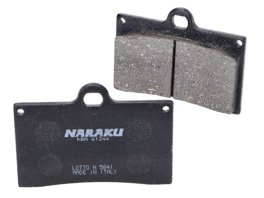 Plaquettes de frein Naraku organique pour Aprilia RS 50 14-16, RS4 125, Cagiva Mito 125, Derbi GPR 50 2T Euro2 / 125 4T Euro3