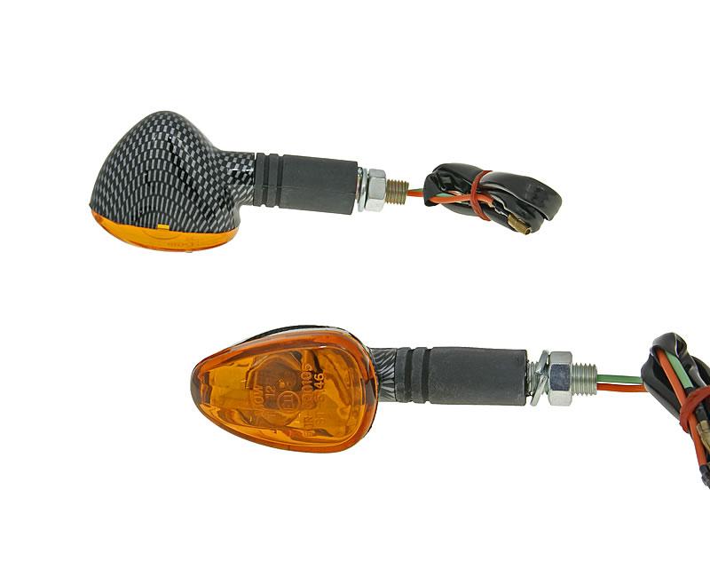 Clignotants M10 Carbon look Doozy orange, long