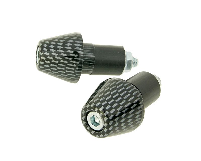 Amortisseur de vibrations de guidon court 17,5mm - look carbone