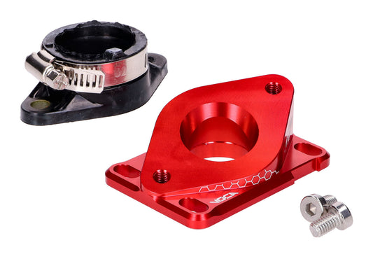 Collecteur dÂ´admission VOCA aluminium CNC PWK 21-28mm rouge pour Minarelli AM6, Derbi