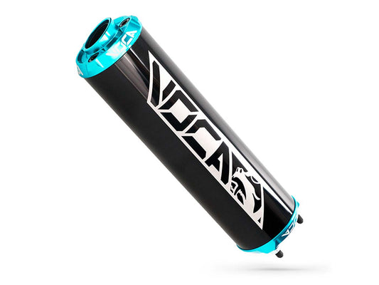 Silencieux arrière VOCA alu noir - embout CNC bleu clair