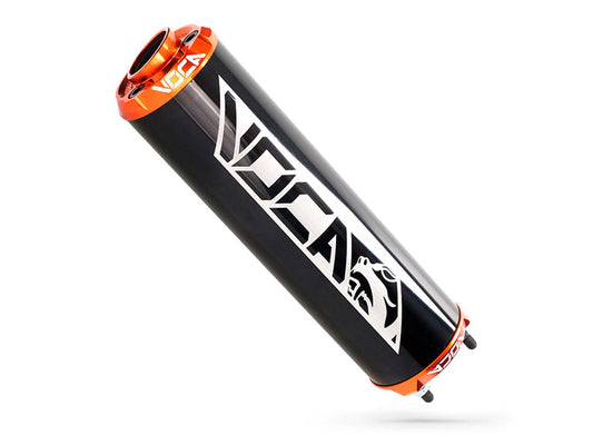 Silencieux arrière VOCA alu noir - embout CNC orange